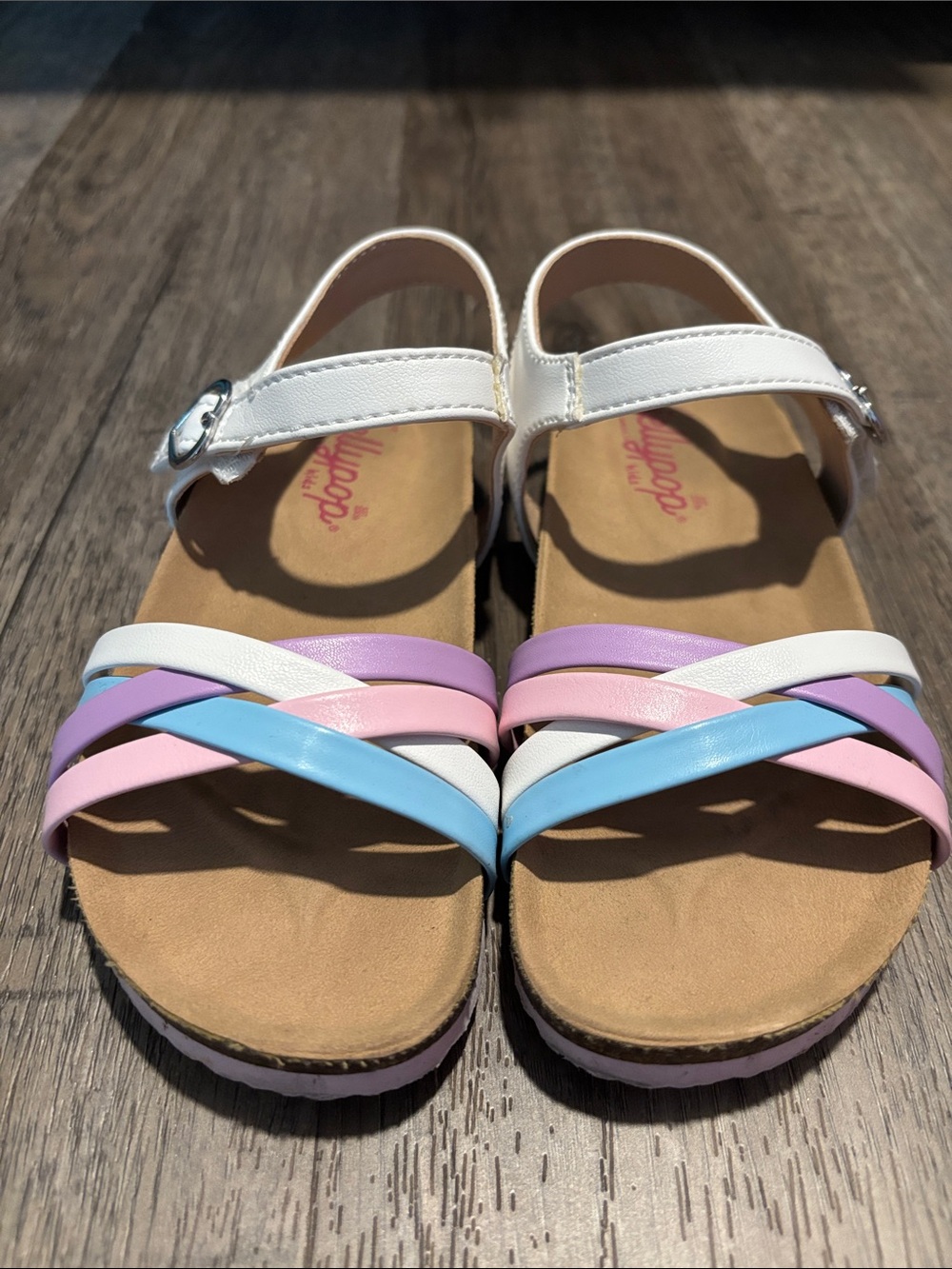 Jellypop White Sandals with Pink, Purple & Blue Straps